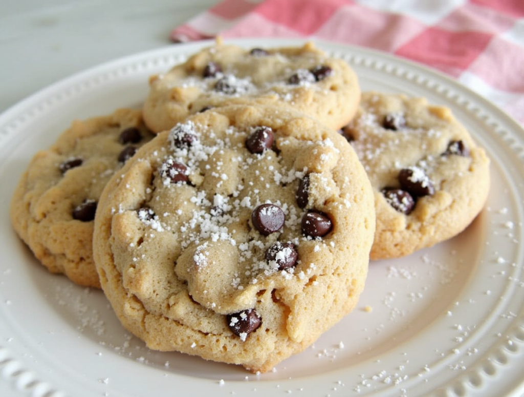 Chocolate Chip Cookies with Powdered Sugar